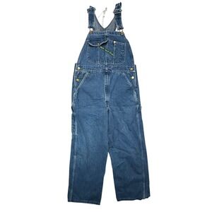 Vintage Key Imperial Mens Blue Denim Bib Overalls 36x28 Made in USA Workwear